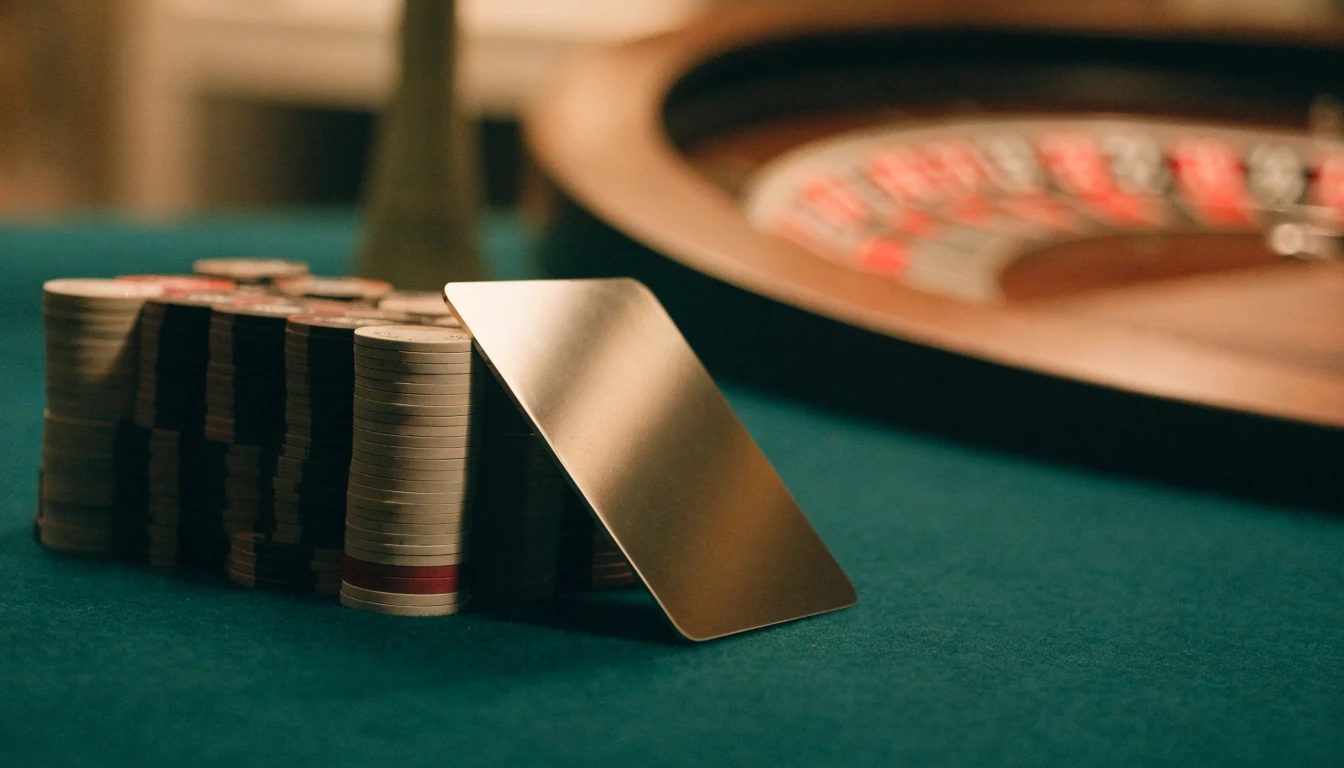 Mastercard-kort och casinof marker på grönt bord